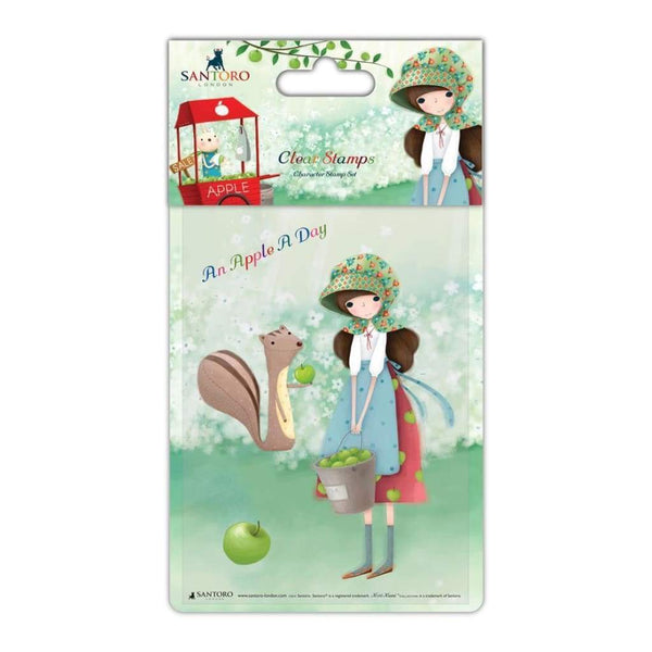 Santoro Kori Kumi Character Stamp A6 An Apple A Day, Girl