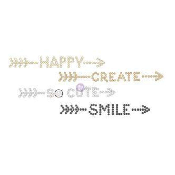 Say It In Crystals Adhesive Words 7X3 Inch Sheet - Pearl Multi Happy Create Cute Smile
