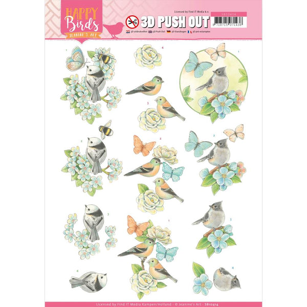 Find It Trading Jeanines Art Punchout Sheet Blue Dance, Happy Birds