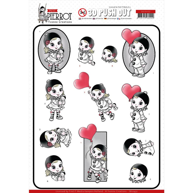 Find It Trading Yvonne Creations Punchout Sheet With Love, Petit Pierrot
