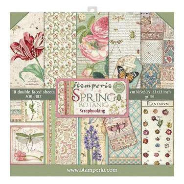Stamperia Double-Sided Paper Pad 12inch X12inch 10 pack Spring Botanic, 10 Designs/1 Each