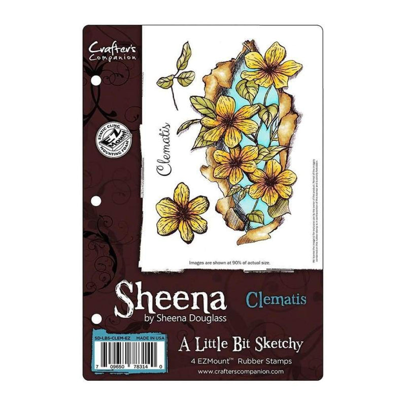 Sheenas A Little Bit Sketchy EZMount Stamps 5.5 inch X8.25 inch - Clematis