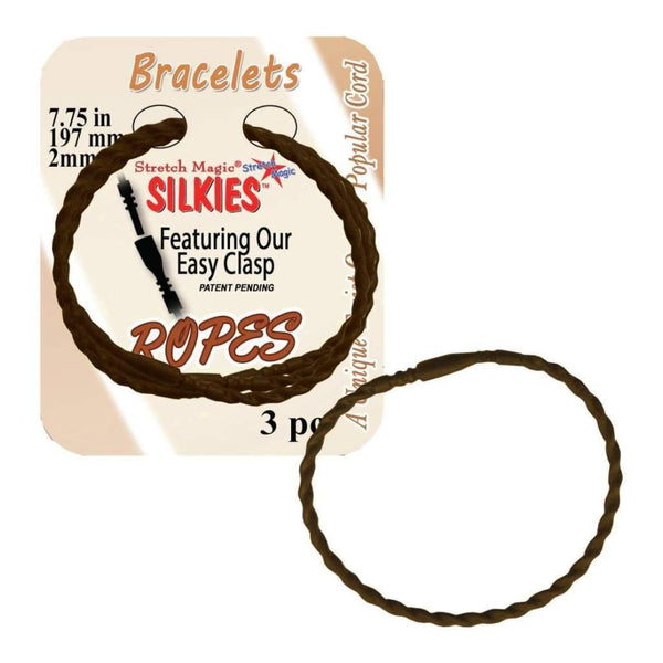 Silkies Rope Bracelets 7.75 inch 3 pack Brown