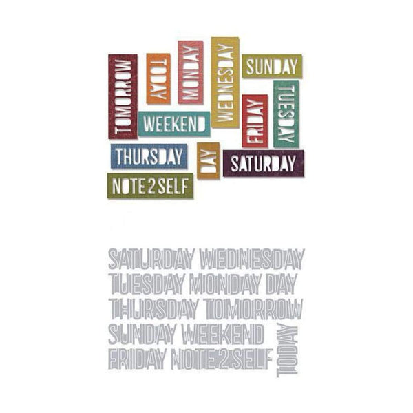 Sizzix Thinlits Dies 12 Pack  By Tim Holtz Block Daily Words
