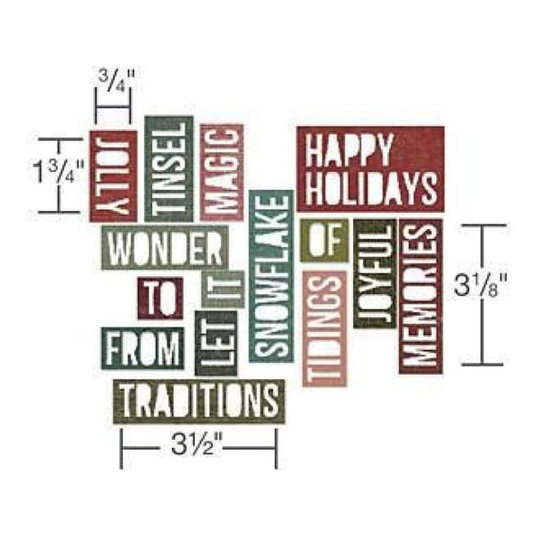 Sizzix Thinlits Dies 16 Pack  By Tim Holtz Holiday Words #2/Block