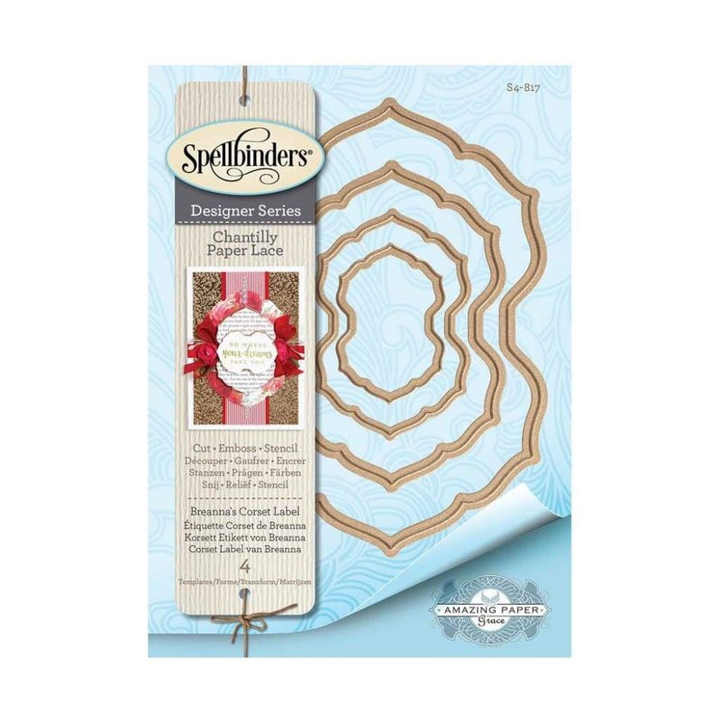Spellbinders Chantilly Paper Lace By Becca Feeken Breannas Corset Label 1.25 inch To 5.25 inch
