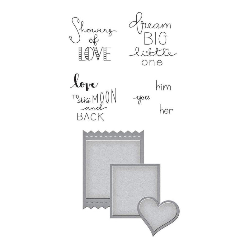 Spellbinders Stamp & Die Set By Debi Adams My Little Red Wagon-Labels Of Love