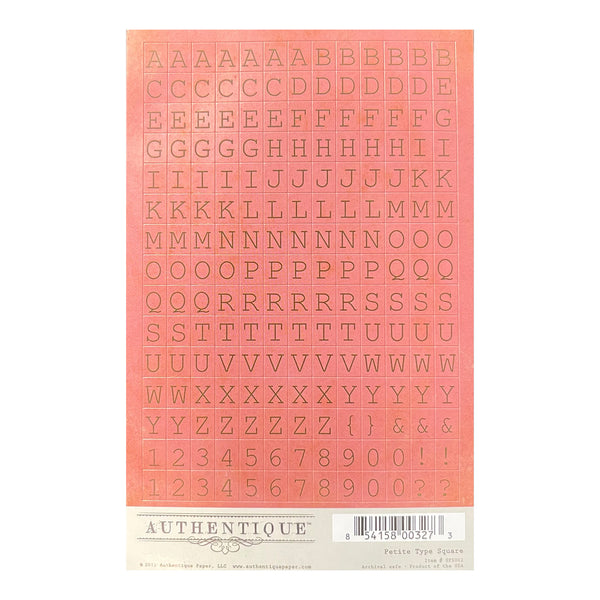 Authentique Alphabet 4'' x 6'' Stickers - Petite Type Square - Pink
