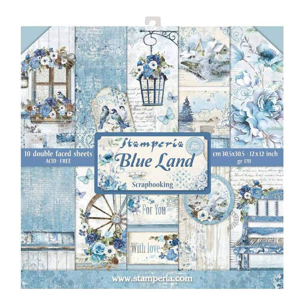 Stamperia Double-Sided Paper Pad 12 inch X12 inch 10 pack Blue Land, 10 Designs/1 Each