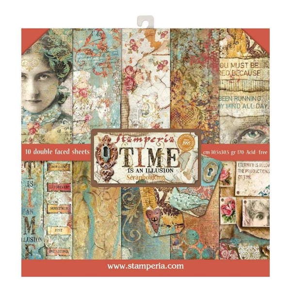 Stamperia Double-Sided Paper Pad 12 inch X12 inch 10 pack Time Is An Illusion, 10 Designs/1 Each
