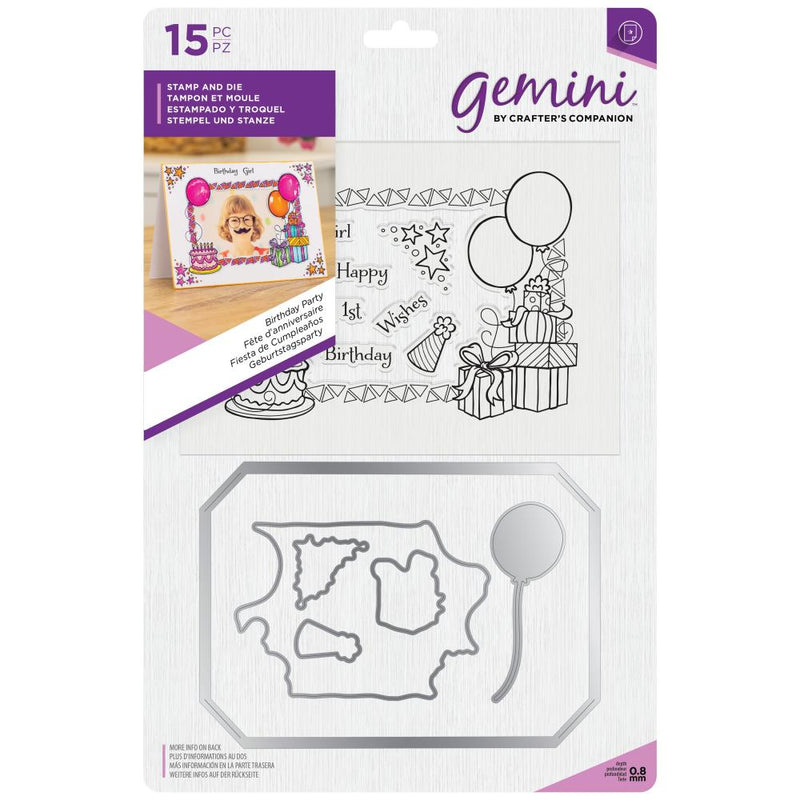 Crafters Companion Gemini Stamps & Dies - Birthday Party Photoframe & Wallet*