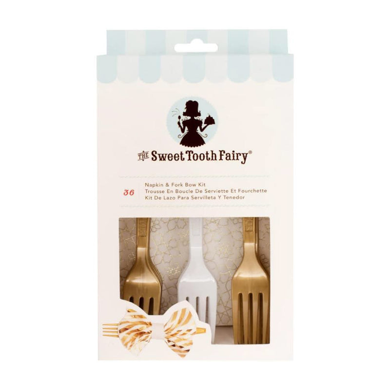 American Crafts - Sweet Tooth Fairy - Napkin & Fork Bow Kit - Gold