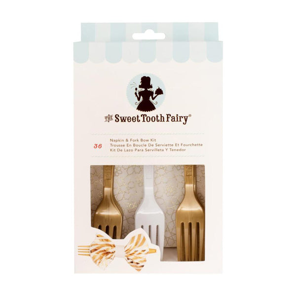 American Crafts - Sweet Tooth Fairy - Napkin & Fork Bow Kit - Gold