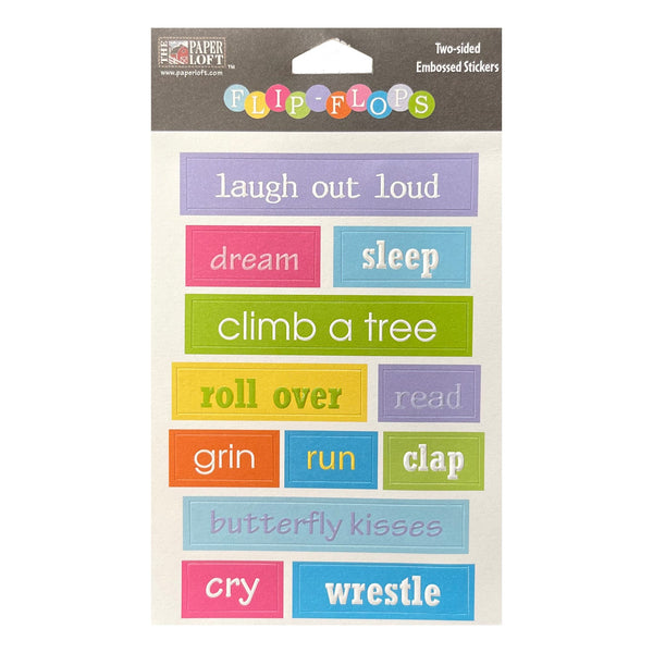 The Paper Loft Flip-Flops Embossed Stickers - Action Words