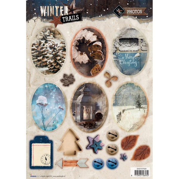 Studio Light Winter Trails Easy 3D Punched Sheet A4 - Merry Christmas