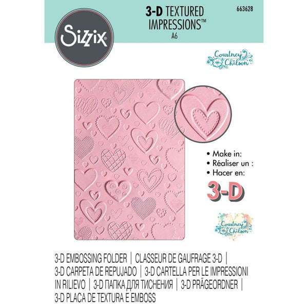 Sizzix - 3D Textured Impressions - Embossing Folders - Hearts