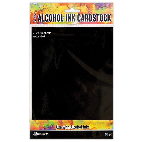Tim Holtz Alcohol Ink Cardstock 5 inch X7 inch 10 pack - Black Matte