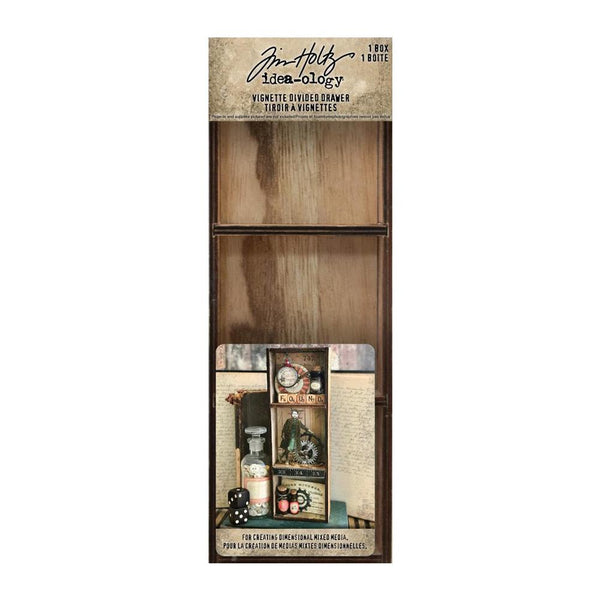Tim Holtz -Idea-Ology Vignette Divided Drawer 3.5X10in 3 Compartments