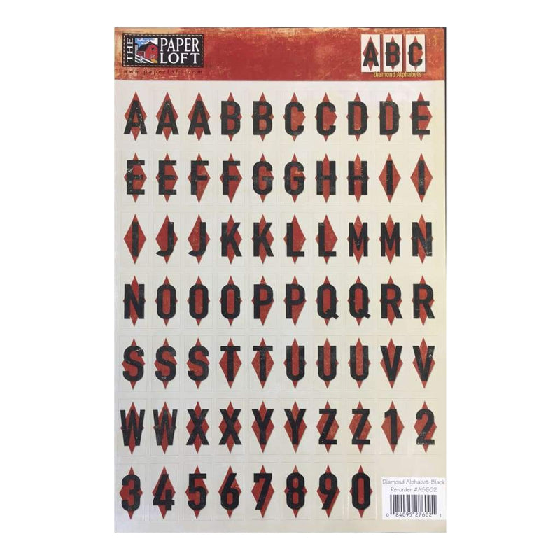 The Paper Loft - Diamond W/Black Alphabet Cardstock Stickers
