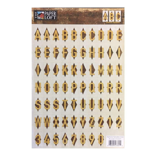 The Paper Loft - Diamond W/Gold Alphabet Cardstock Stickers
