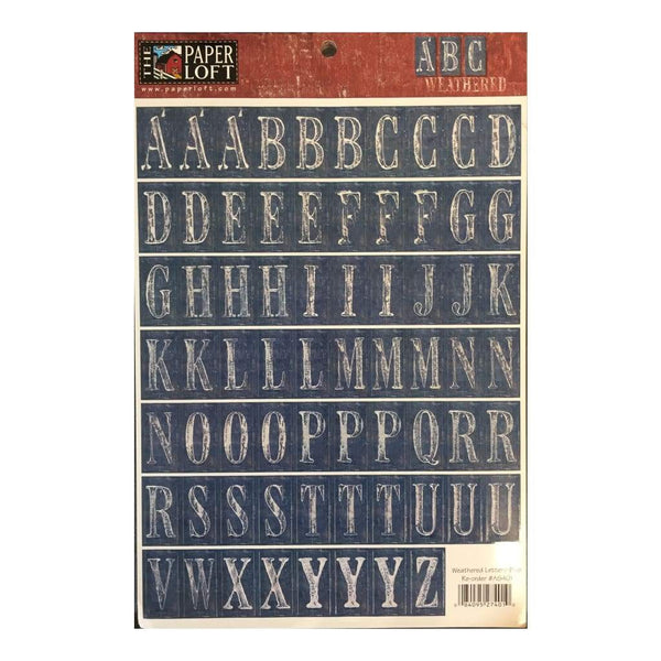 The Paper Loft - Weathered Letters Blue Alphabet Cardstock Stickers