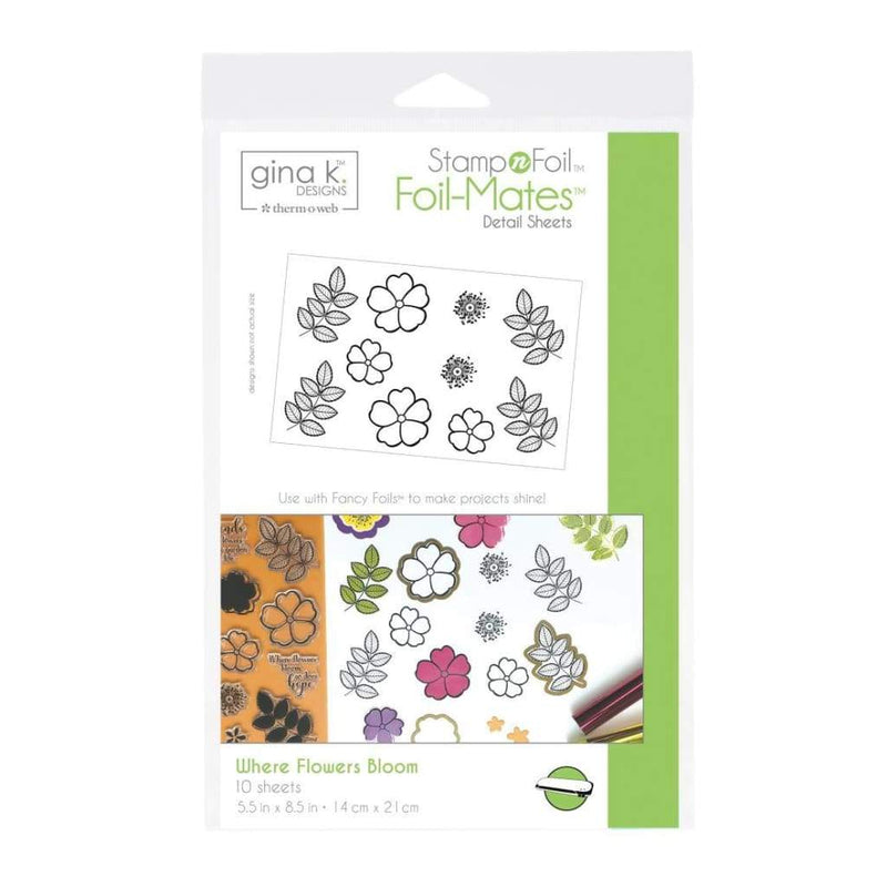 Thermoweb Gina K Designs StampnFoil Foil-Mates Detail Sheets 10 pack Where Flowers Bloom