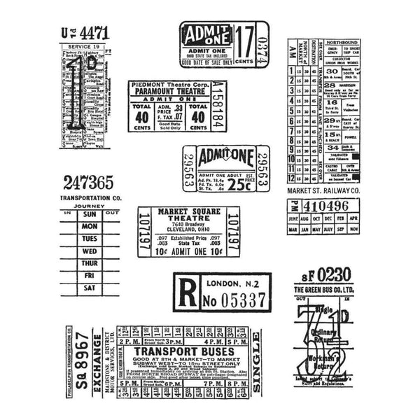 Tim Holtz Cling Stamps 7 inch X8.5 inch Ticket Booth