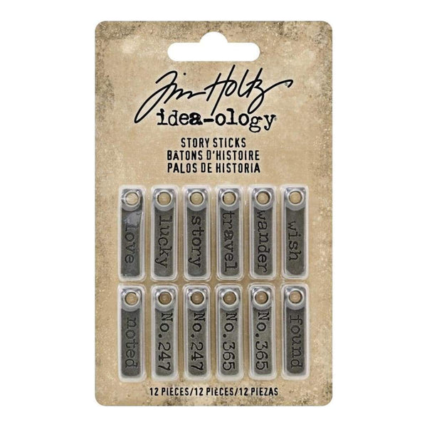 Tim Holtz - Idea-Ology Metal Story Sticks 12 pack .25 inch X1 inch