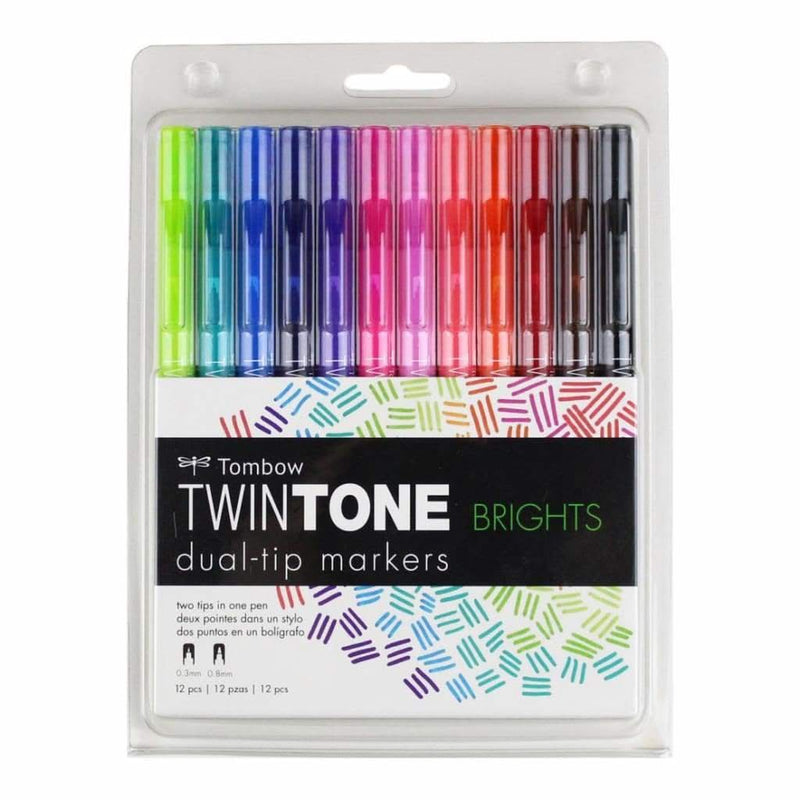 Tombow Twintone Marker Set 12 pack Brights