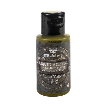 Prima Finnabair Art Alchemy Liquid Acrylic Paint 1 Fluid Ounce - True Yellow^ LIMIT 1 PER ORDER