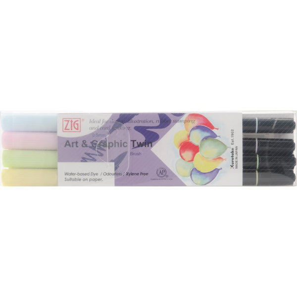 ZIG Art & Graphic Twin Tip Markers 4 pack - Soft