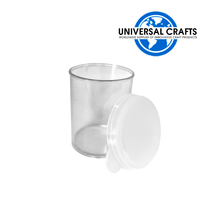 Universal Crafts - Plastic Storage Jars with Lids - Pack of 4 - 38 x 53mm