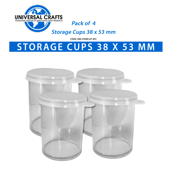 Universal Crafts - Plastic Storage Jars with Lids - Pack of 4 - 38 x 53mm