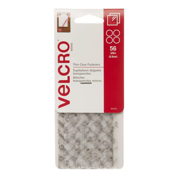 VELCRO Brand Thin Fasteners Dots 3/8 inch 56 pack Clear