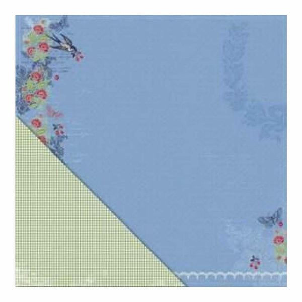 Vintage Summer - Blue Skies/Green Microcheck 12X12 D/Sided Paper  (Pack Of 10)