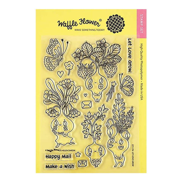 Waffle Flower Crafts Clear Stamp 5inchX7inch - Let Love Grow