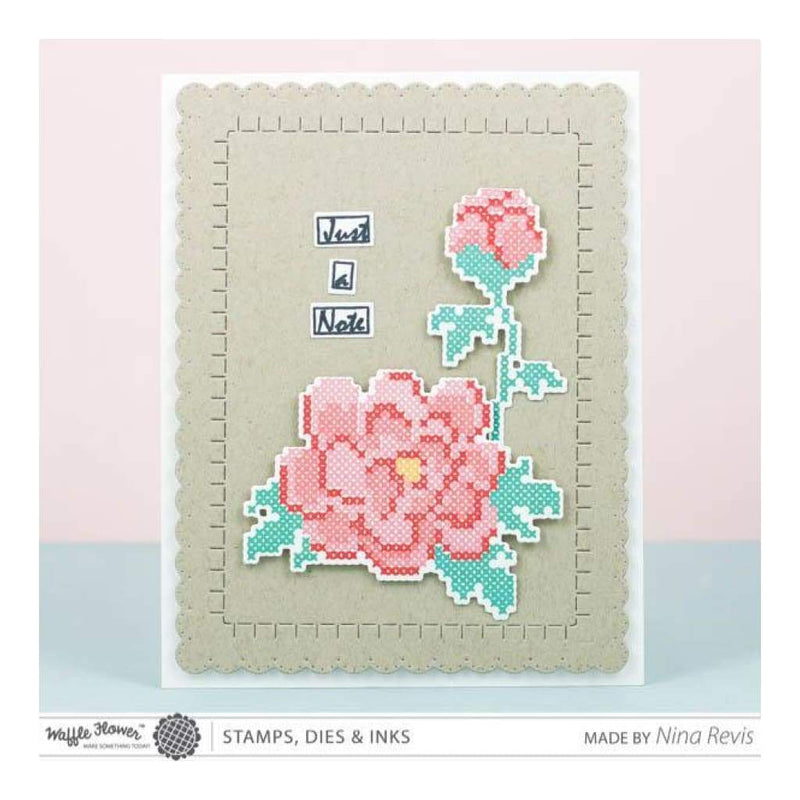 Waffle Flower Crafts Clear Stamps 4 inch X6 inch Stitched Peonie*