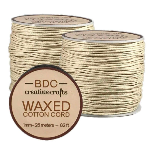 Waxed Cotton Bracelet Cord 1mmX24m - Ivory