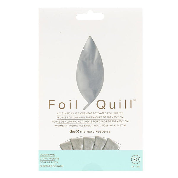We R Memory Keepers Foil Quill Foil Sheets 4 inch X6 inch 30 Silver Swan