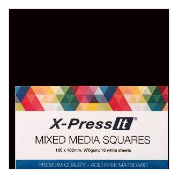 X-Press It Mixed Media Squares 10X10cm 10 Pack Black