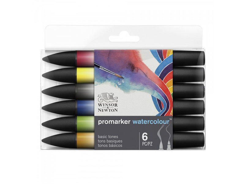 Winsor & Newton ProMarker Watercolour Sets 6 pack  Basic Tones