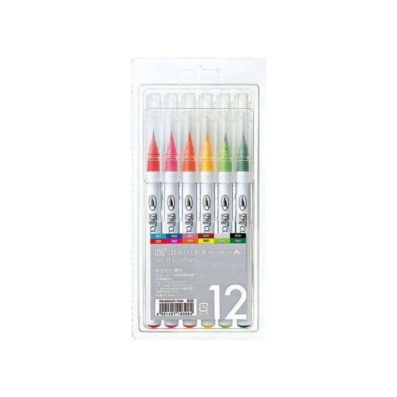 Zig Clean Colour Real Brush Pens - Set 12