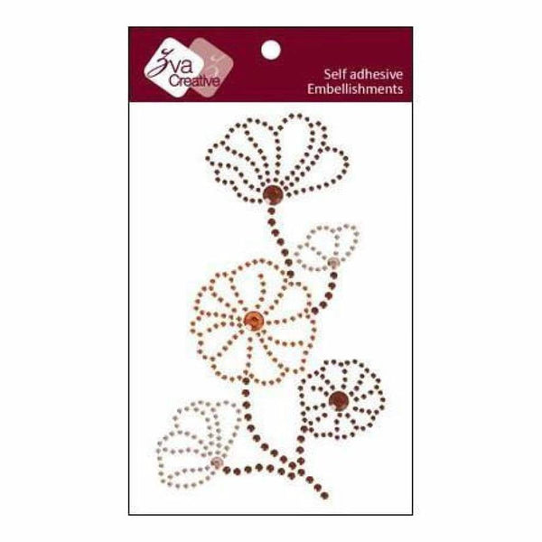 Zva Creative - Self Adhesive Crystals - Blooming - Chocolate Champagne And Orange